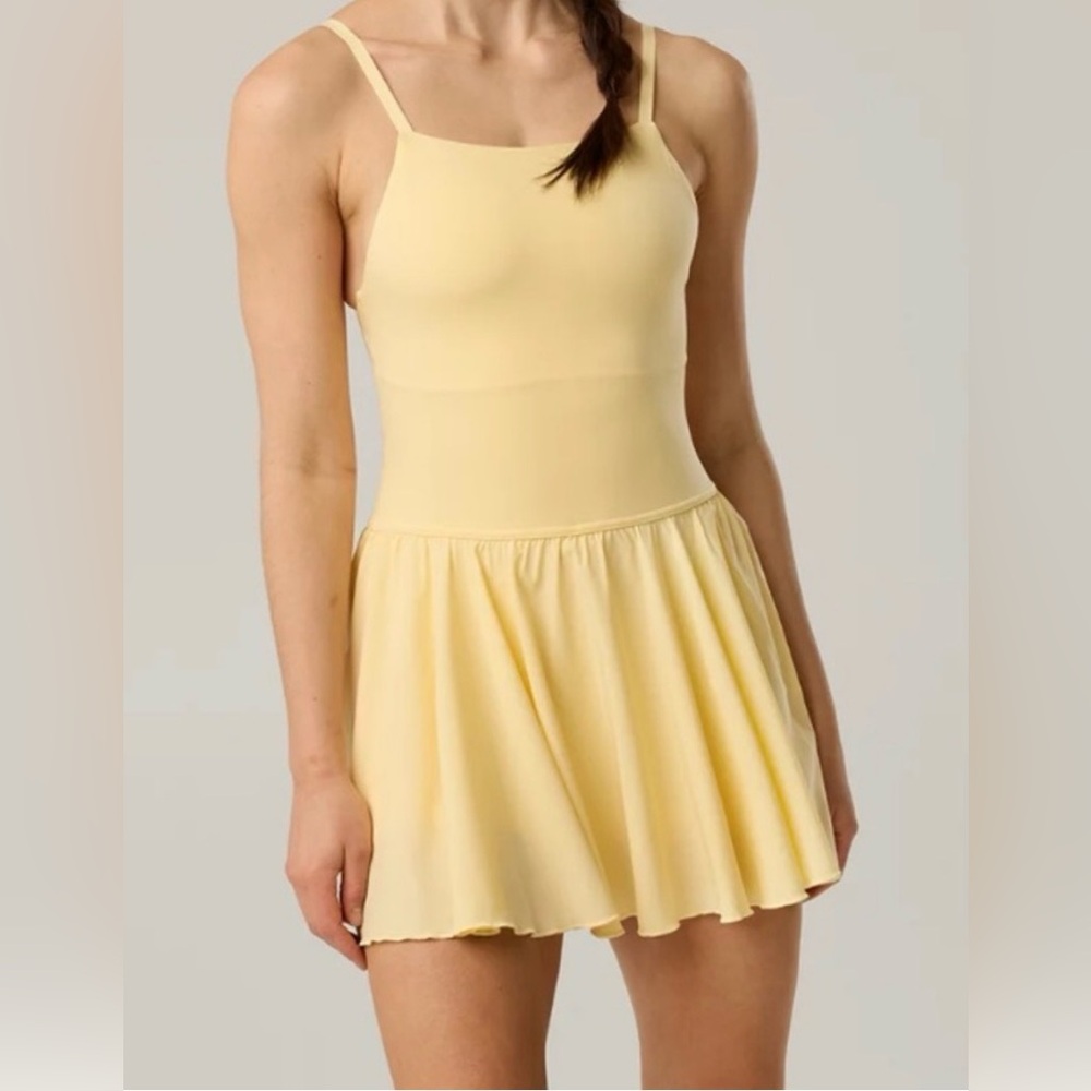 OFFLINE BY AERIE REAL ME APRON MINI DRESS YELLOW size L